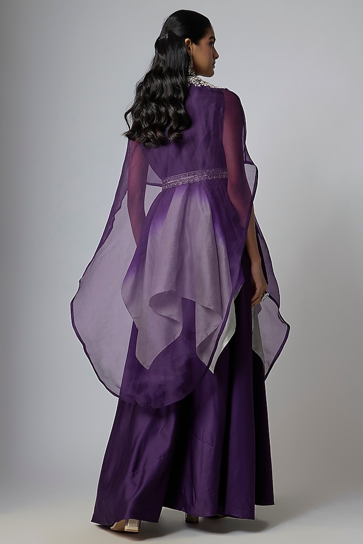 Dark Purple Organza Cape Set by Prisho at Pernia's Pop Up Shop