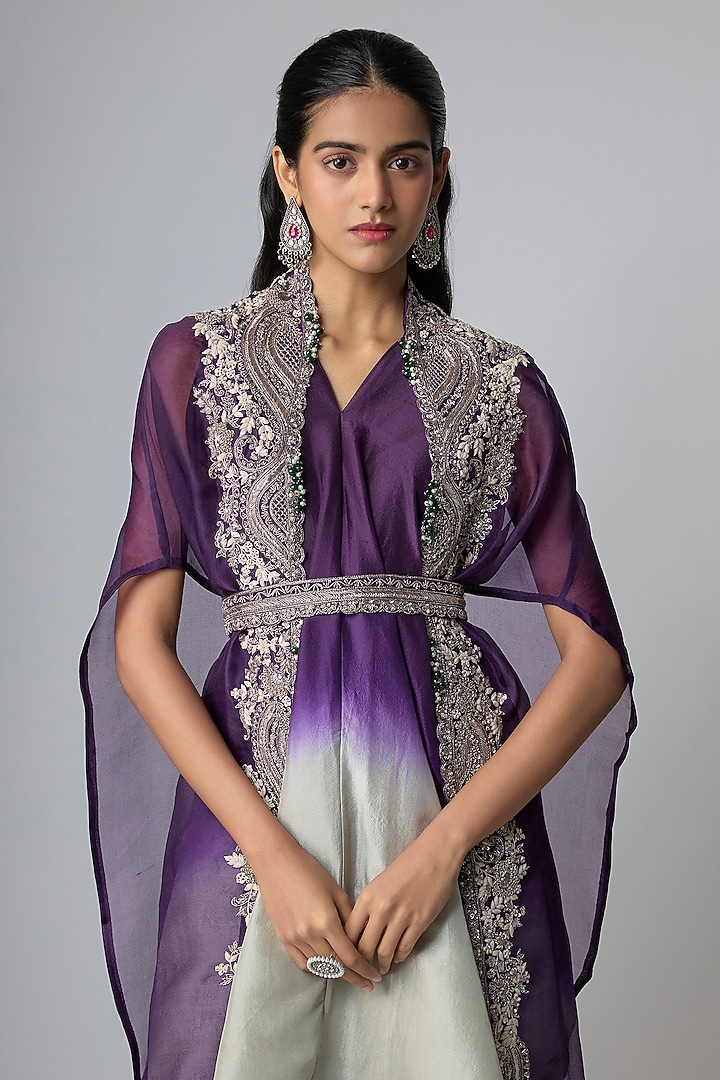 Dark Purple Organza Cape Set by Prisho at Pernia's Pop Up Shop