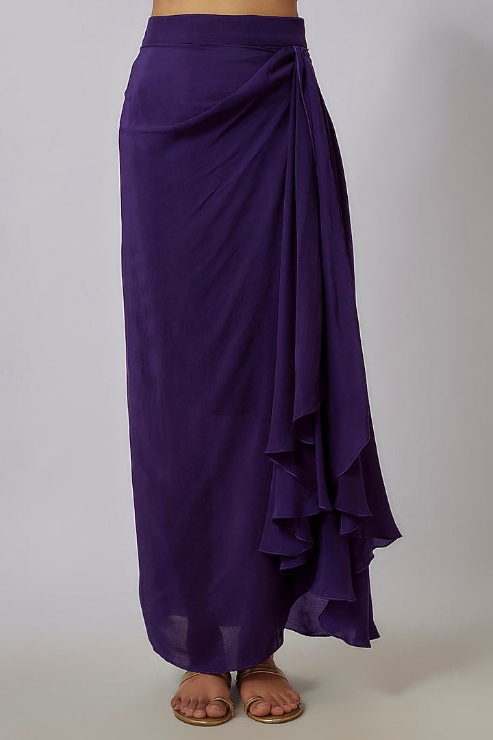Purple Silk Dori Embroidered A-Line Kaftan Set by Prisho at Pernia's Pop Up Shop