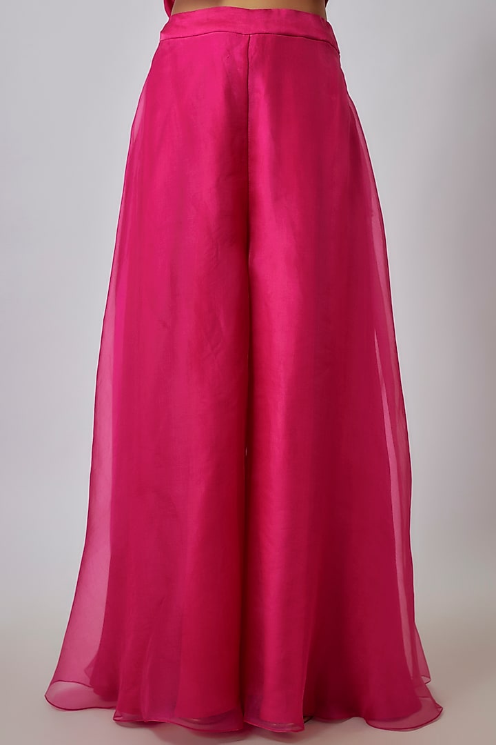 Fuchsia Pink Organza Wedding Sharara Set by Prisho at Pernia's Pop Up Shop