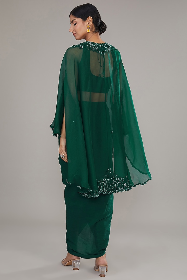 Green Organza Resham Work Kaftan Set by Prisho at Pernia's Pop Up Shop