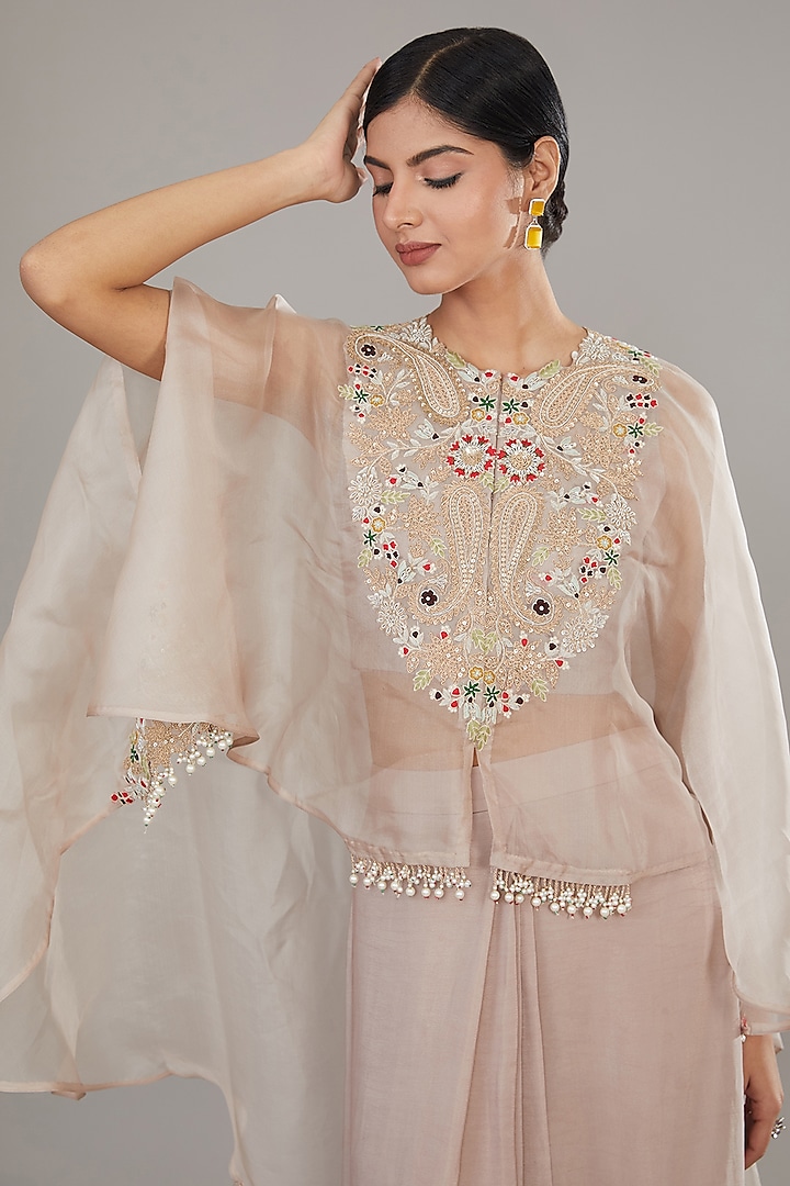 Golden Organza Resham Work Kaftan Set by Prisho at Pernia's Pop Up Shop