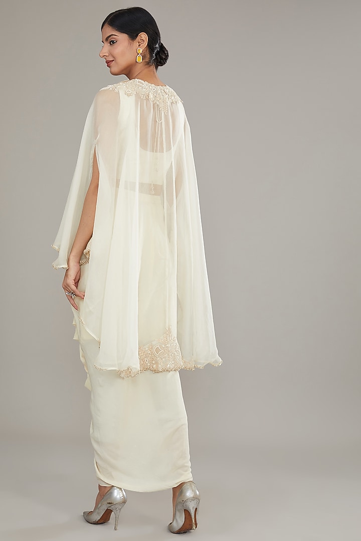 White Organza Resham Work Kaftan Set by Prisho at Pernia's Pop Up Shop