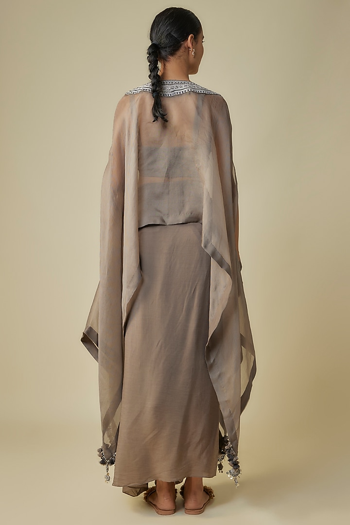 Ash Grey Crepe Skirt Set by Prisho at Pernia's Pop Up Shop