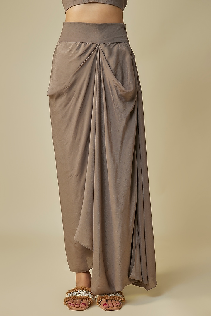 Ash Grey Crepe Skirt Set by Prisho at Pernia's Pop Up Shop