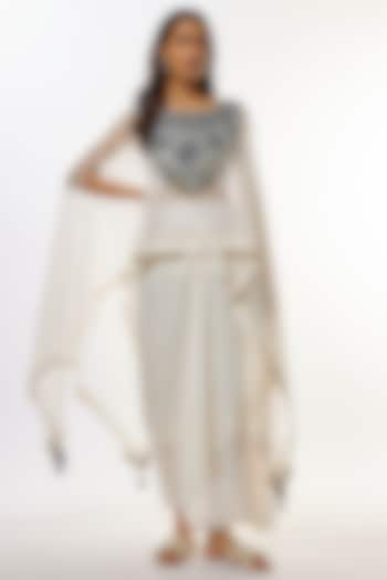 Ivory Organza Resham Work Kaftan Set by Prisho at Pernia's Pop Up Shop