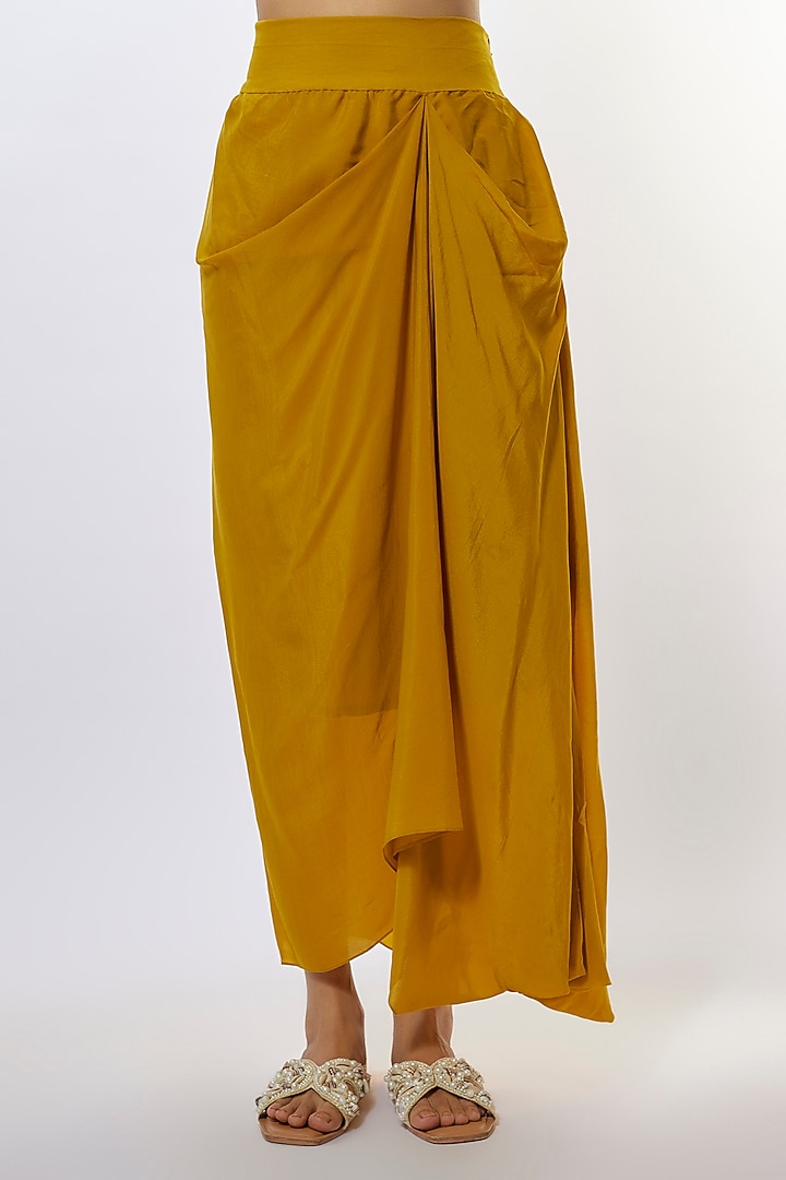 Mustard Organza Resham Work Kaftan Set by Prisho at Pernia's Pop Up Shop