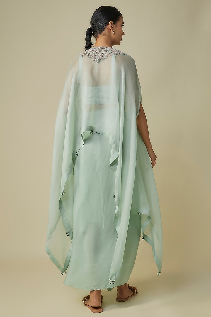 Aqua Crepe Skirt Set by Prisho at Pernia's Pop Up Shop