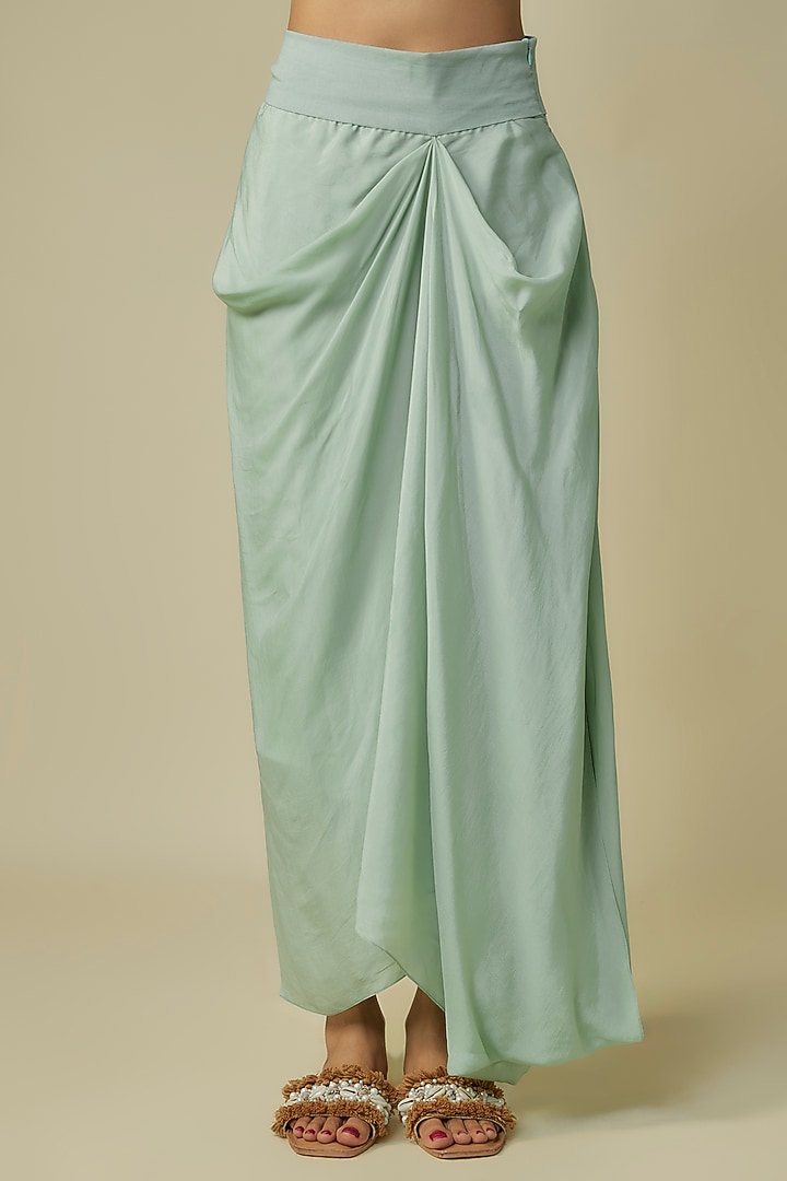 Aqua Crepe Skirt Set by Prisho at Pernia's Pop Up Shop