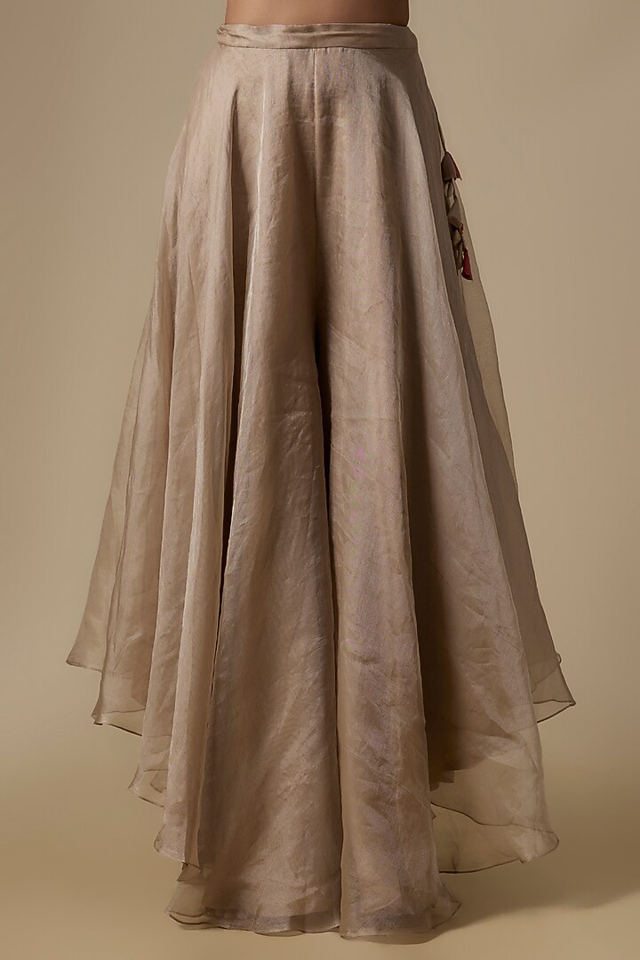 Beige Silk Dori Embroidered Jacket Set by Prisho at Pernia's Pop Up Shop