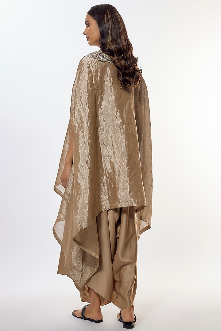 Champagne Tissue Maal Work Kaftan Set by Prisho at Pernia's Pop Up Shop