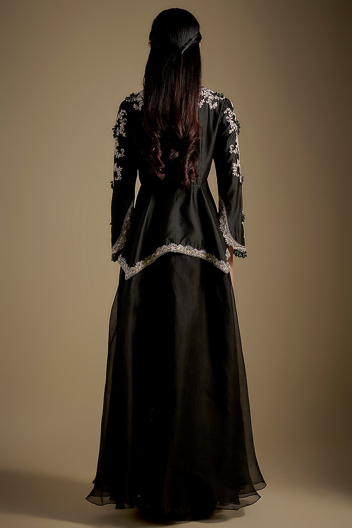Black Organza Wedding Sharara Set by Prisho at Pernia's Pop Up Shop