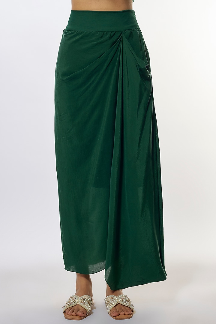 Bottle Green Organza Resham Work Kaftan Set by Prisho at Pernia's Pop Up Shop