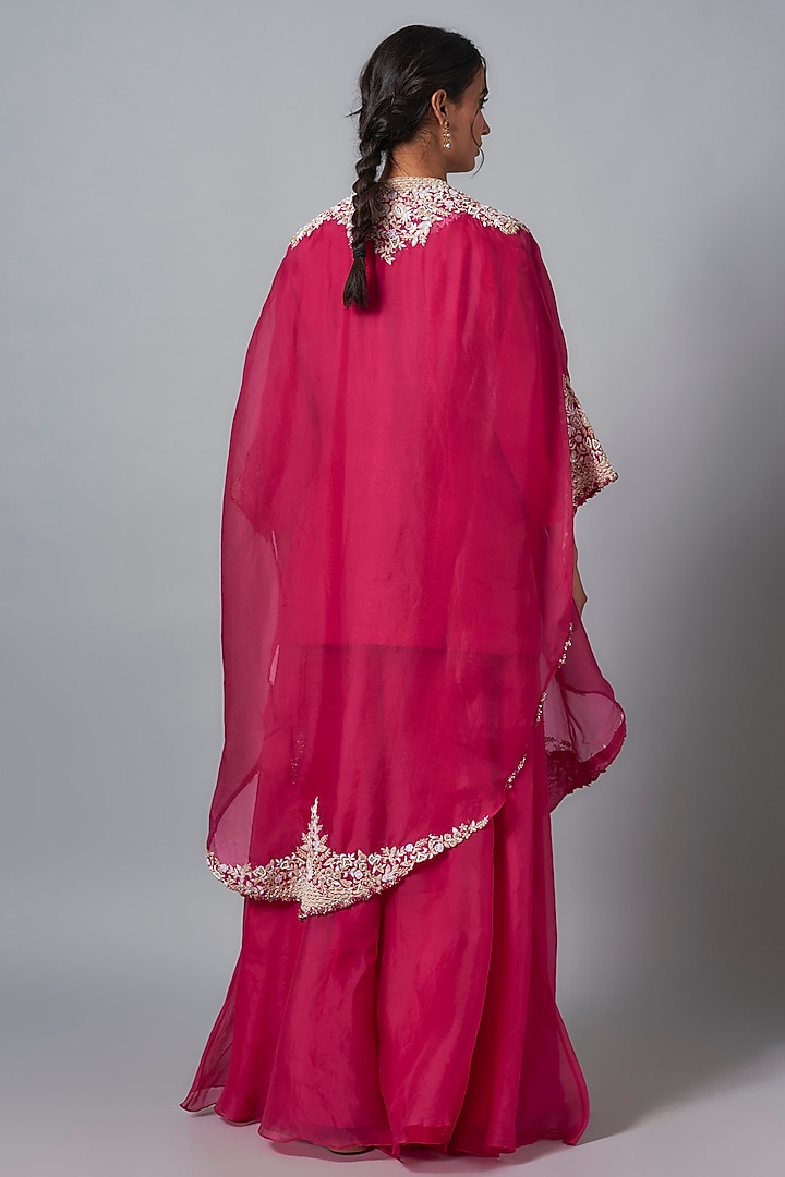 Red Organza Wedding Sharara Set by Prisho at Pernia's Pop Up Shop