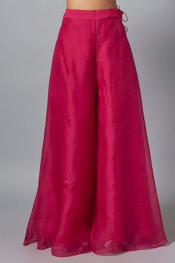 Red Organza Wedding Sharara Set by Prisho at Pernia's Pop Up Shop
