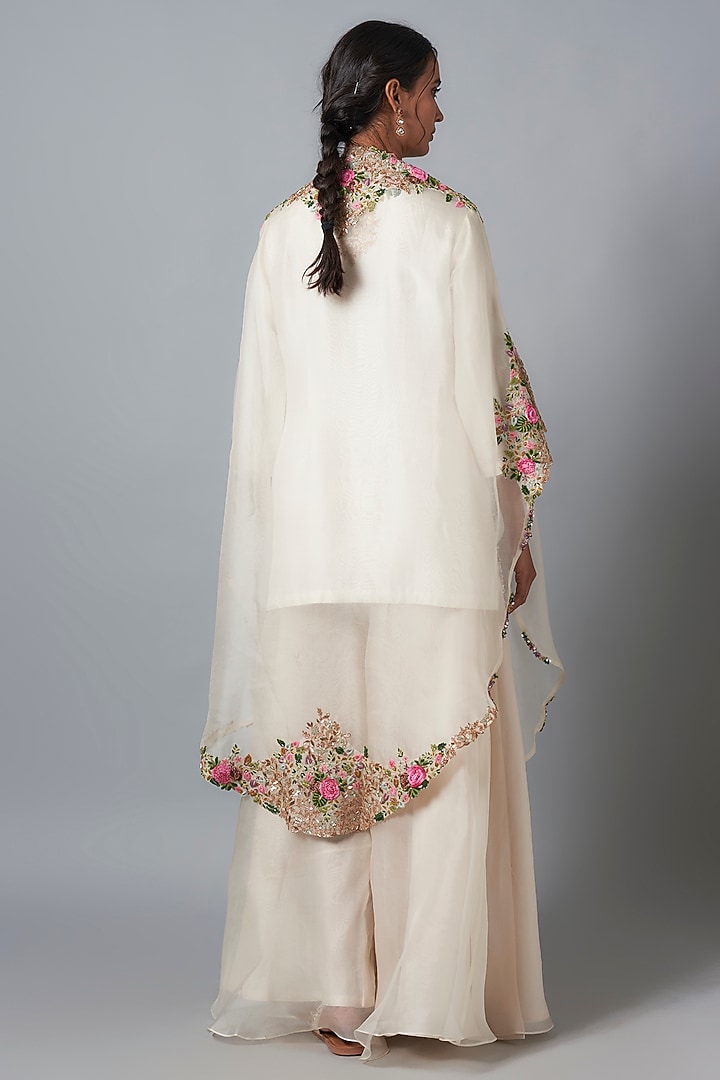 Ivory Organza Wedding Sharara Set by Prisho at Pernia's Pop Up Shop