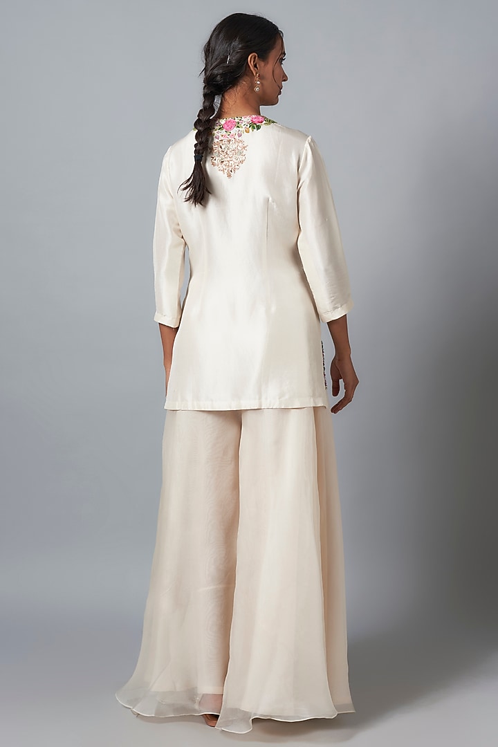 Ivory Organza Wedding Sharara Set by Prisho at Pernia's Pop Up Shop