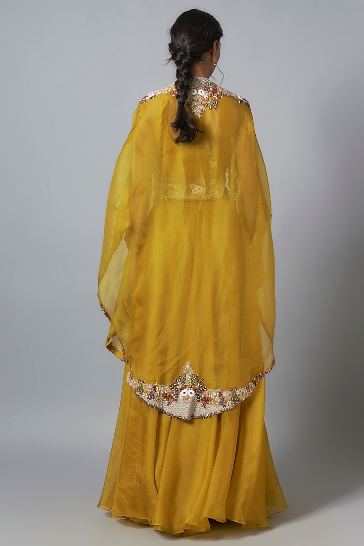 Mustard Organza Skirt Set by Prisho at Pernia's Pop Up Shop