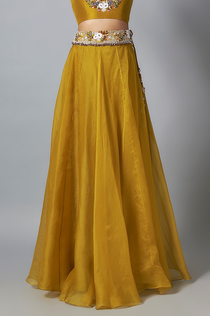 Mustard Organza Skirt Set by Prisho at Pernia's Pop Up Shop