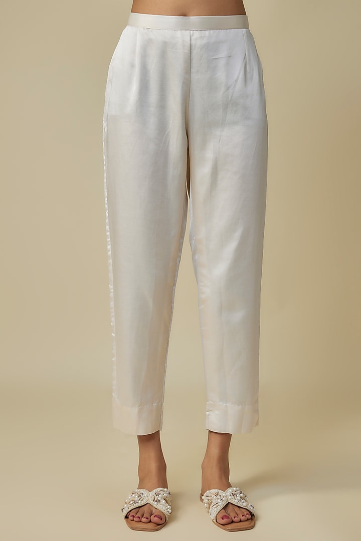 Ivory Silk Resham Work Kurta Set by Prisho at Pernia's Pop Up Shop