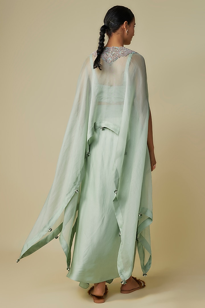 Aqua Organza Dori Work Kaftan Set by Prisho at Pernia's Pop Up Shop
