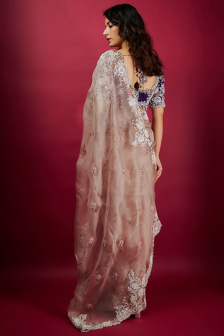 Amethyst Organza Dori Work Reception Saree Set by Prisho at Pernia's Pop Up Shop