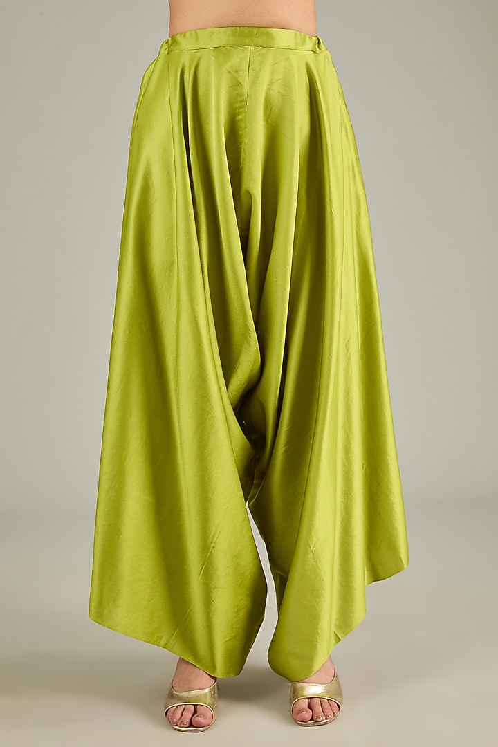 Lime Green Semi Organza Resham Embroidered Kaftan Set by Prisho at Pernia's Pop Up Shop