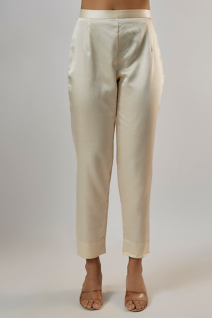 Ivory Silk Resham Work Kaftan Set by Prisho at Pernia's Pop Up Shop