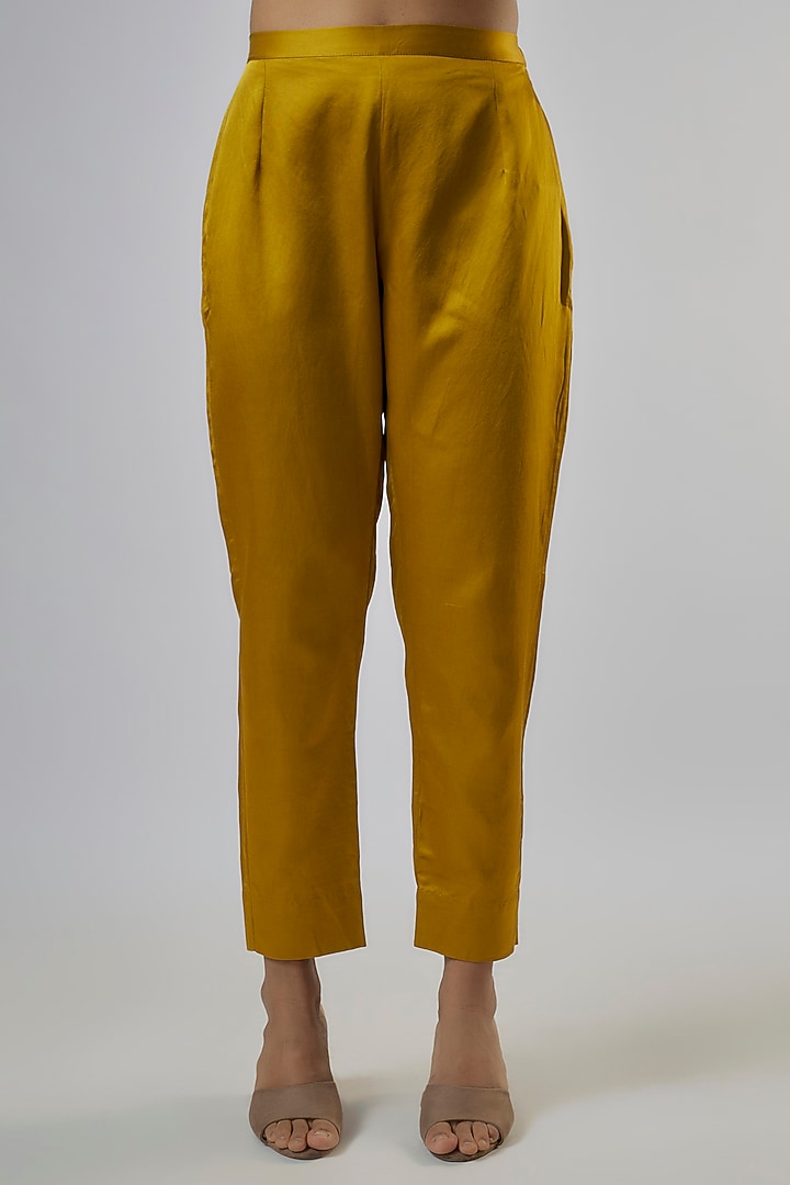 Yellow Silk Resham Work Kaftan Set by Prisho at Pernia's Pop Up Shop