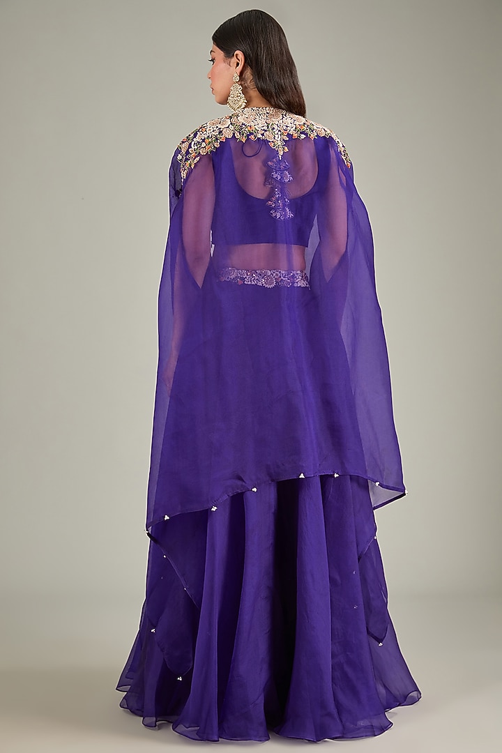 Dark Purple Organza Skirt Set by Prisho at Pernia's Pop Up Shop