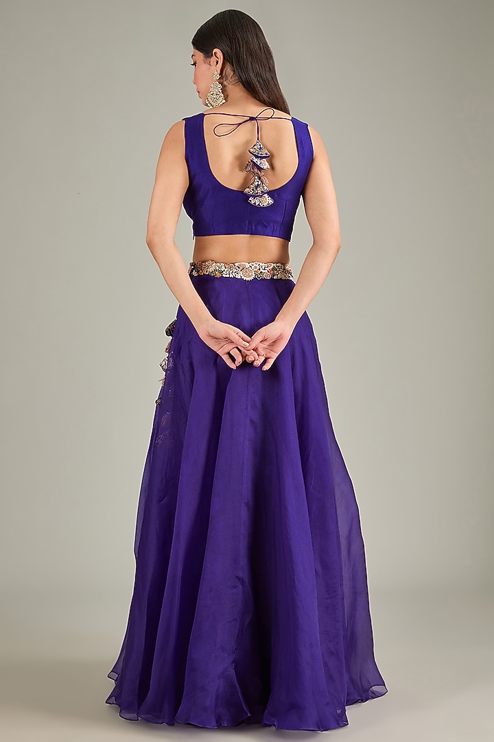 Dark Purple Organza Skirt Set by Prisho at Pernia's Pop Up Shop