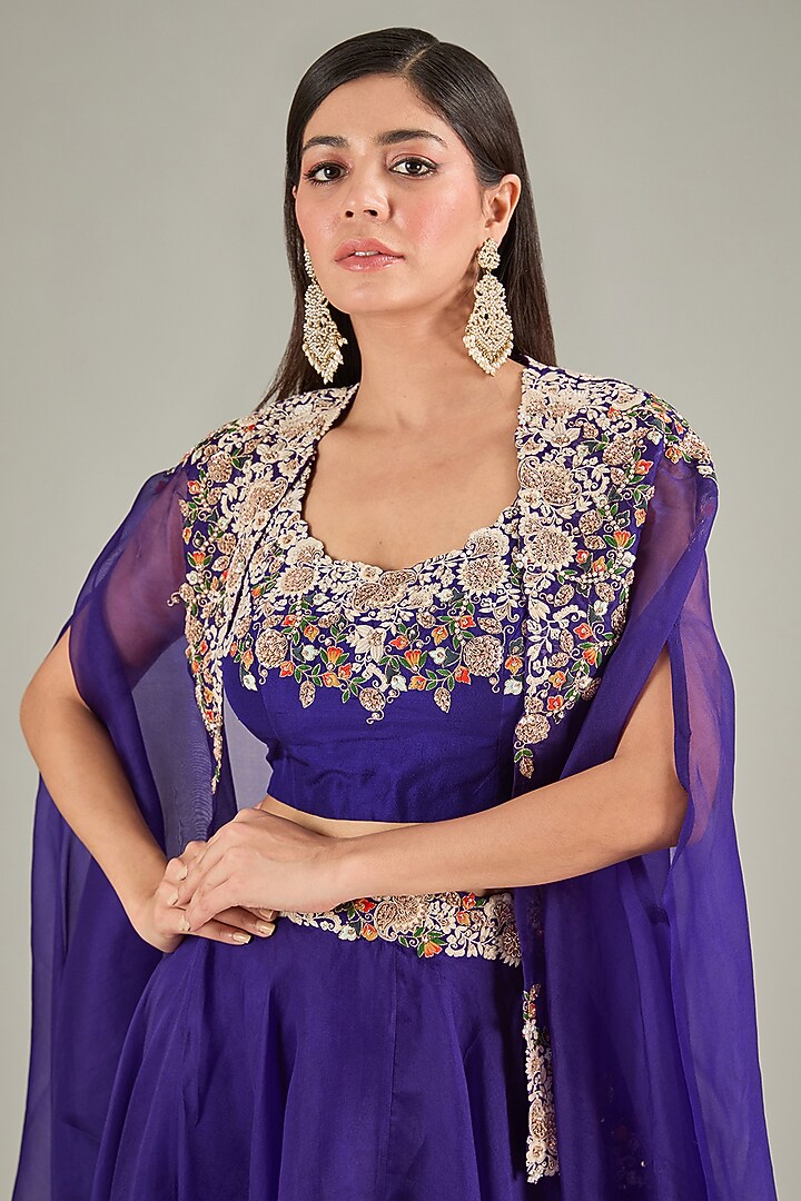 Dark Purple Organza Skirt Set by Prisho at Pernia's Pop Up Shop