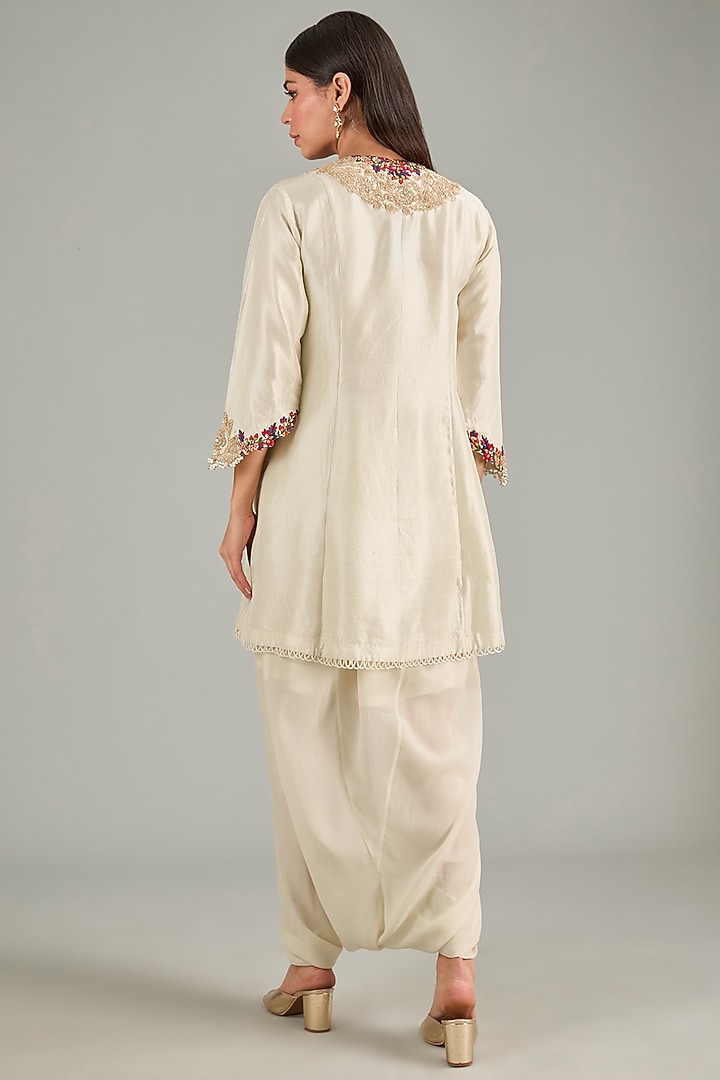 Ivory Crepe Dhoti Set by Prisho at Pernia's Pop Up Shop
