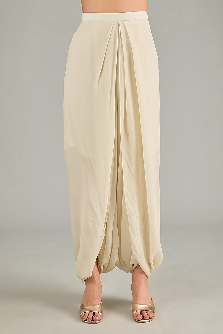 Ivory Crepe Dhoti Set by Prisho at Pernia's Pop Up Shop
