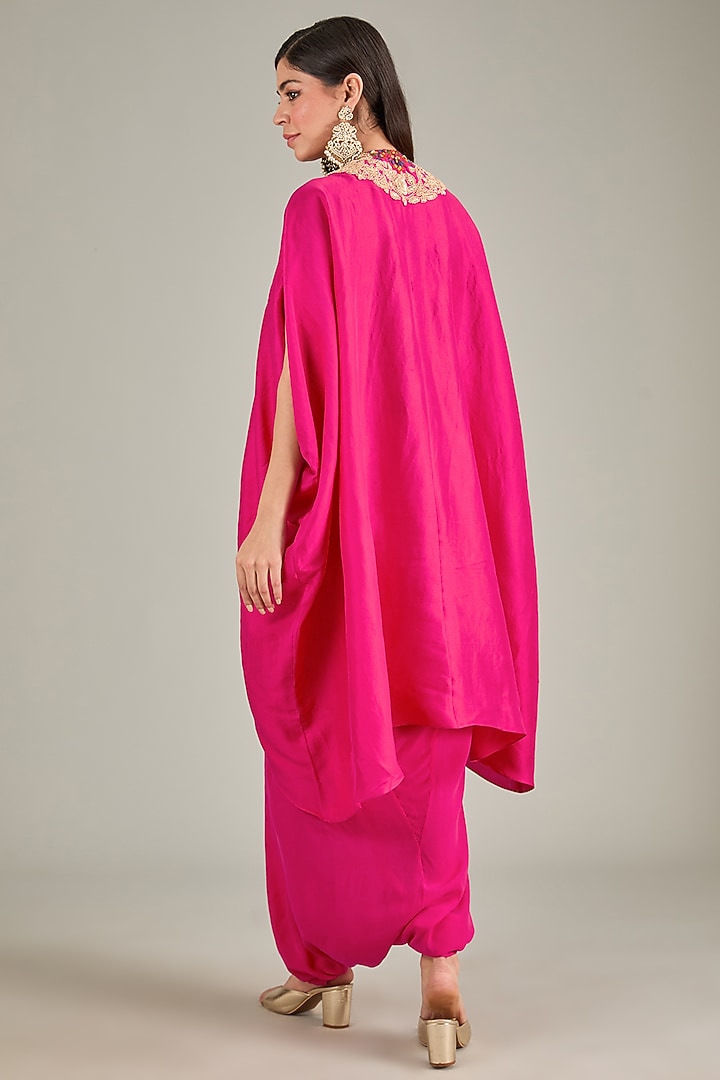 Fuchsia Silk Dori Work Kaftan Set by Prisho at Pernia's Pop Up Shop
