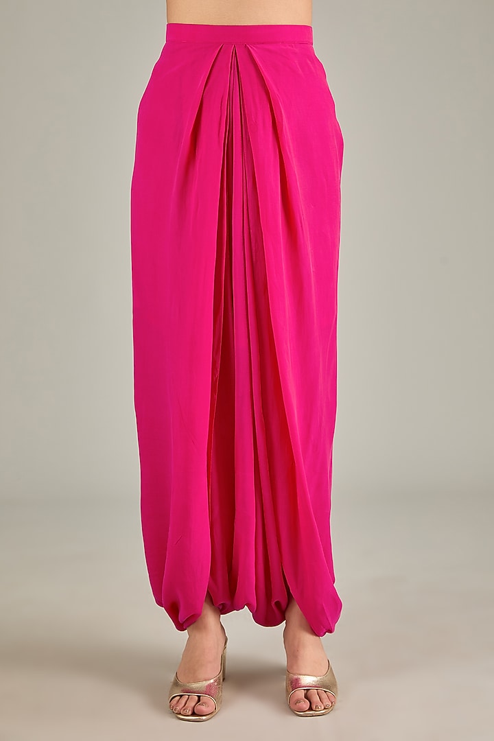 Fuchsia Silk Dori Work Kaftan Set by Prisho at Pernia's Pop Up Shop