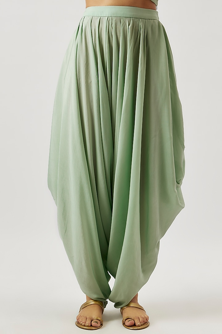 Mint Crepe Dhoti Set by Prisho at Pernia's Pop Up Shop