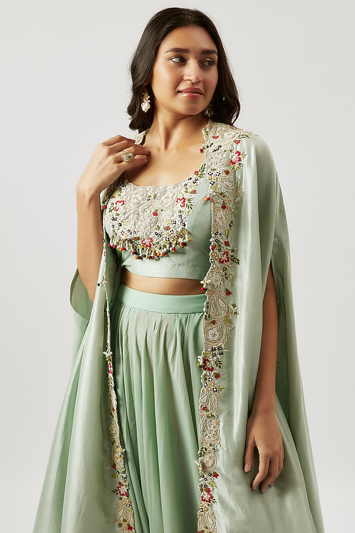 Mint Crepe Dhoti Set by Prisho at Pernia's Pop Up Shop