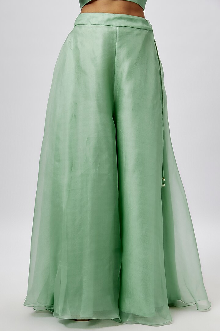 Mint Silk Dori Embroidered Jacket Set by Prisho at Pernia's Pop Up Shop