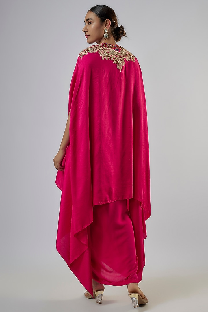 Rani Pink Silk Dori Work Kaftan Set by Prisho at Pernia's Pop Up Shop