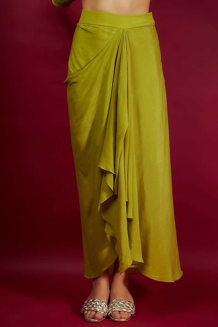 Lime Green Silk Dori Work Kaftan Set by Prisho at Pernia's Pop Up Shop