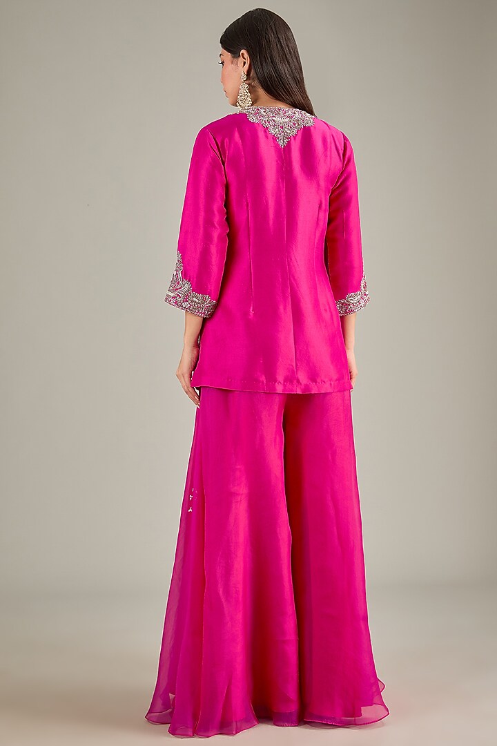 Fuchsia Silk Wedding Sharara Set by Prisho at Pernia's Pop Up Shop