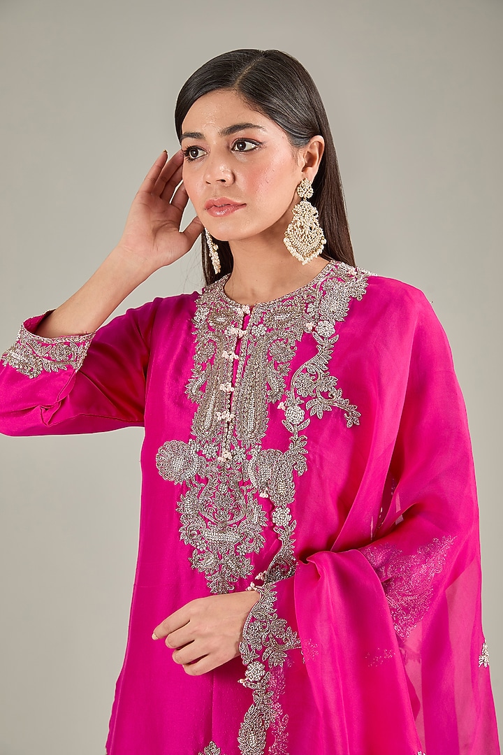 Fuchsia Silk Wedding Sharara Set by Prisho at Pernia's Pop Up Shop