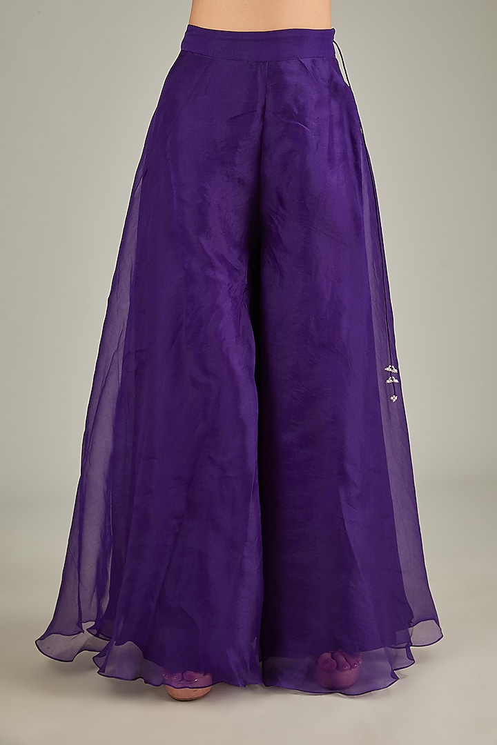Dark Purple Silk Wedding Sharara Set by Prisho at Pernia's Pop Up Shop
