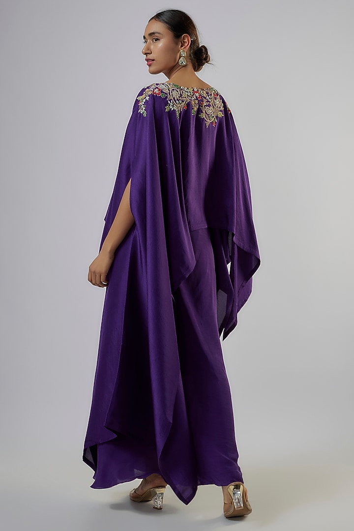 Purple Silk Dori Work Kaftan Set by Prisho at Pernia's Pop Up Shop