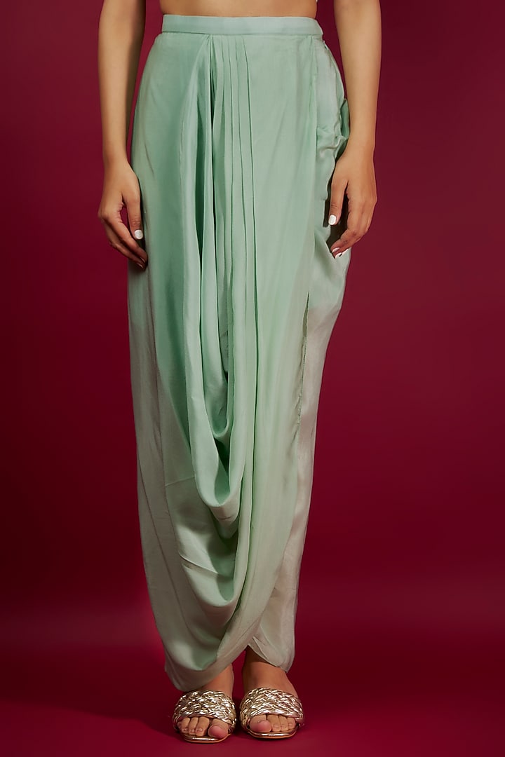 Aqua Organza Dori Embroidered Umbrella Cape Set by Prisho at Pernia's Pop Up Shop