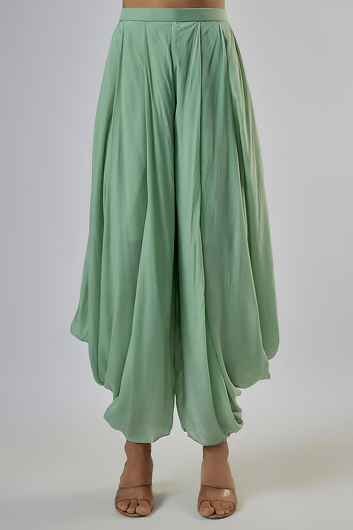 Mint Blue Crepe Dhoti Set by Prisho at Pernia's Pop Up Shop