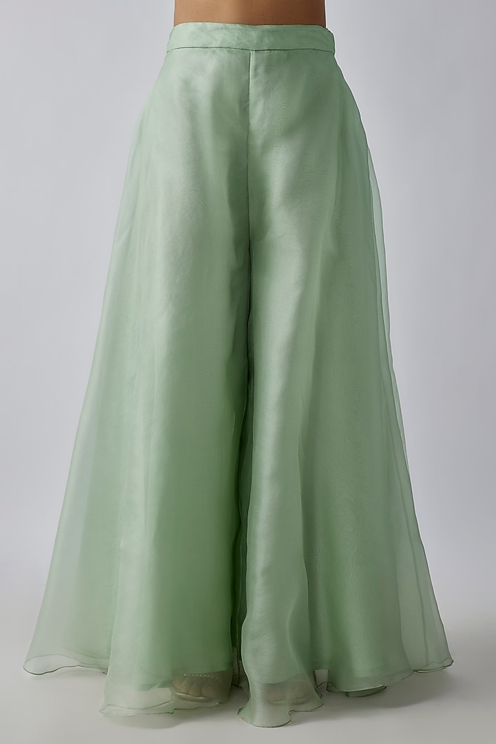 Mint Blue Organza Wedding Sharara Set by Prisho at Pernia's Pop Up Shop