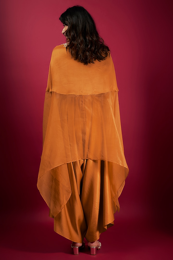 Orange Semi Organza Dori & Resham Embroidered Kaftan Set by Prisho at Pernia's Pop Up Shop