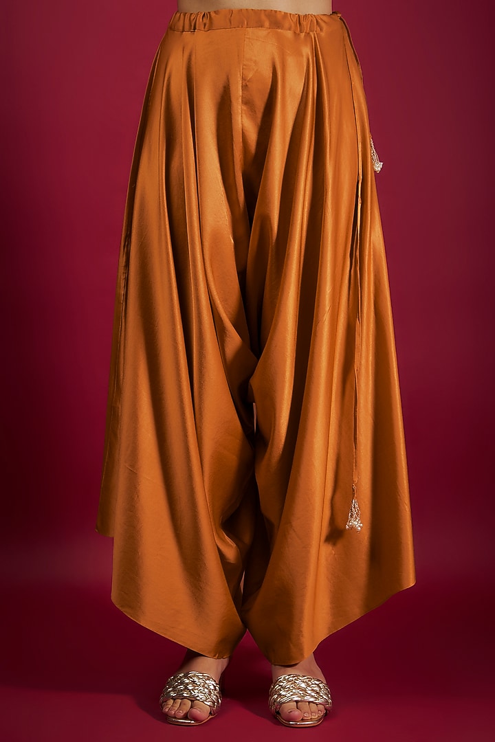 Orange Semi Organza Dori & Resham Embroidered Kaftan Set by Prisho at Pernia's Pop Up Shop